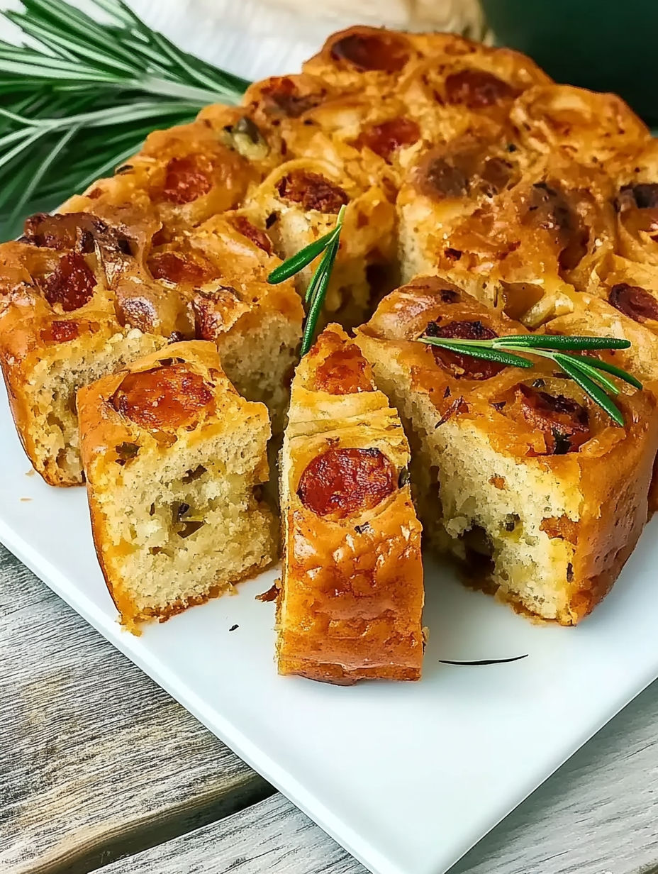 A slice of bread with chorizo and peppers on it.