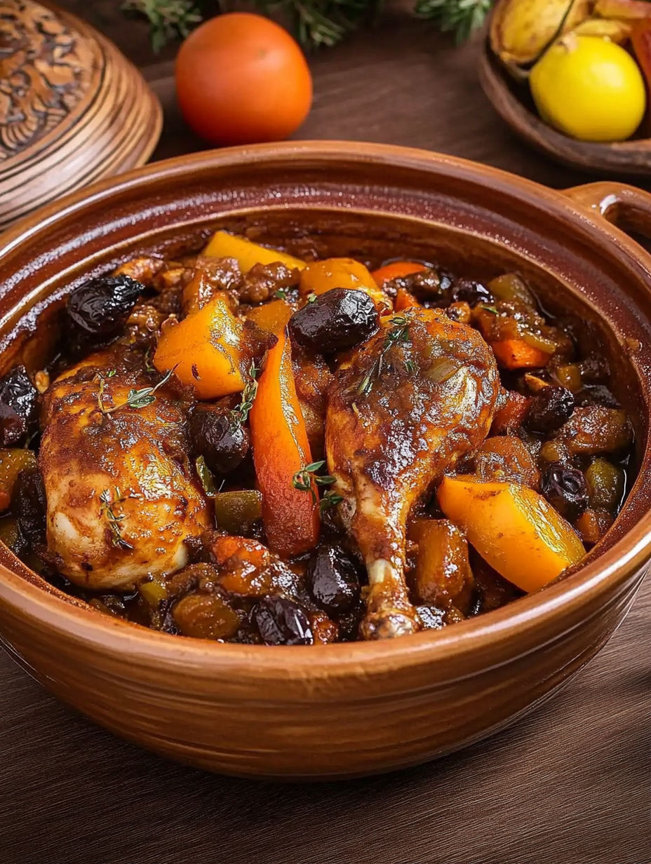 A bowl of food with chicken and vegetables.