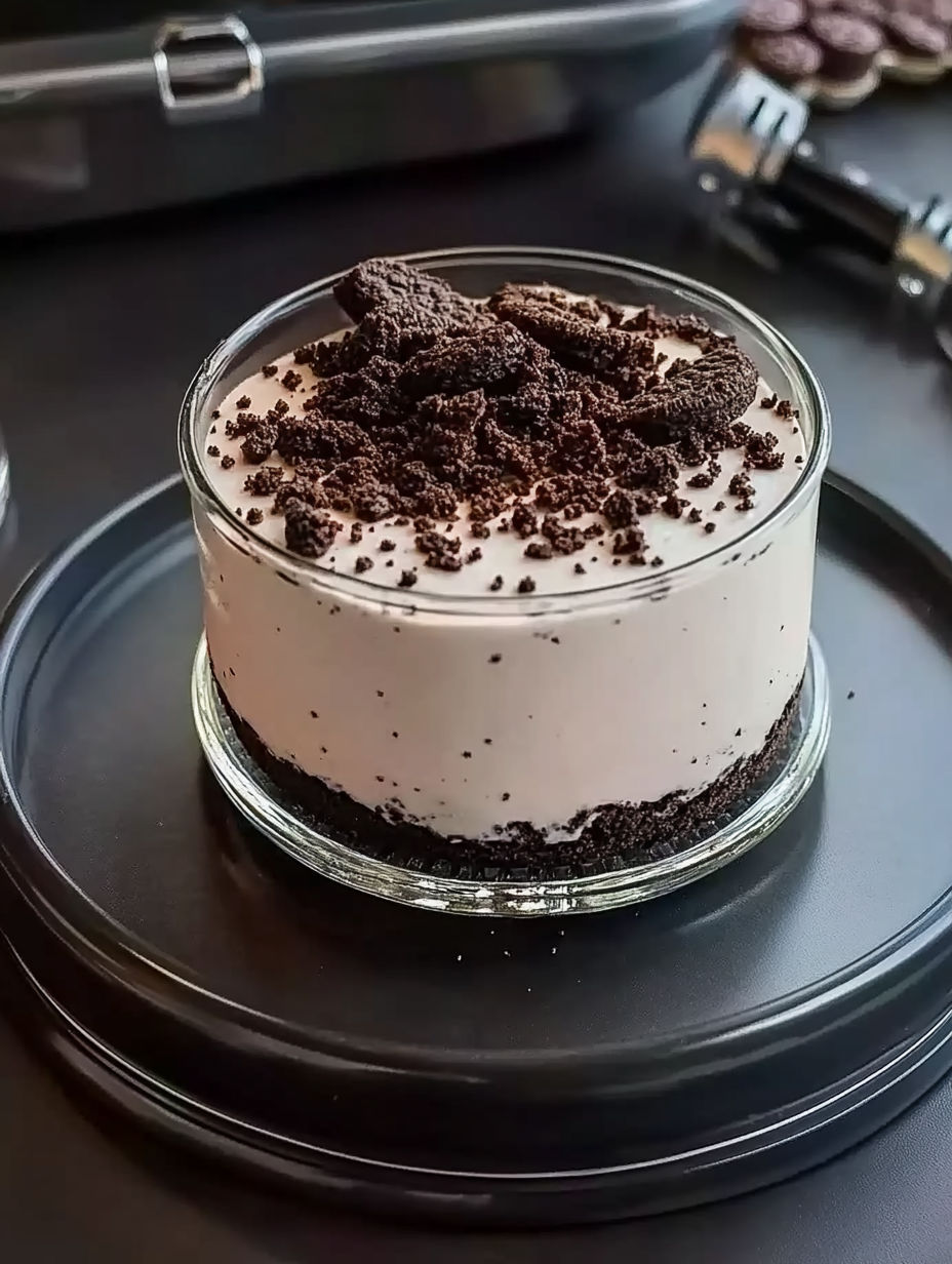 A small dessert in a glass dish.