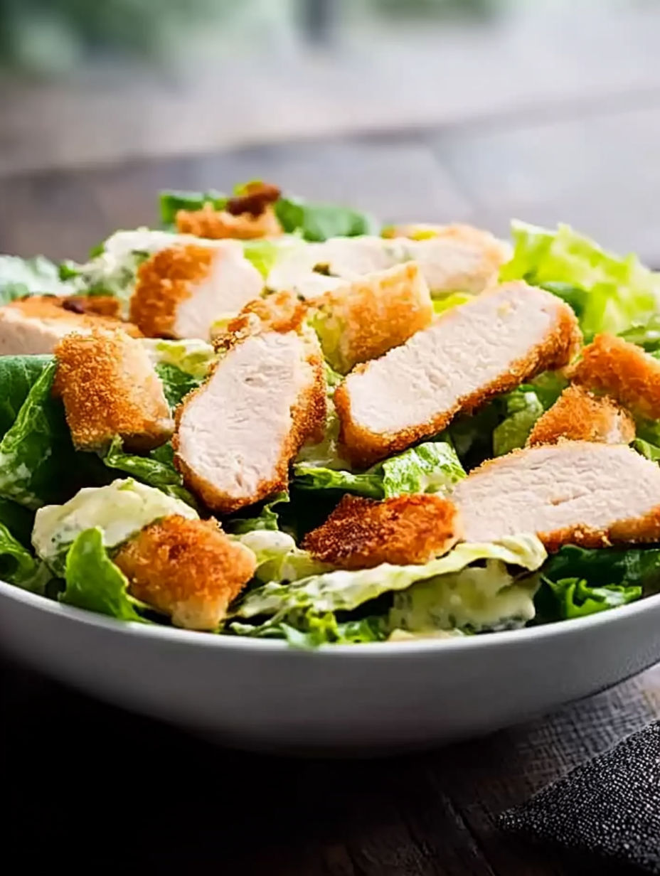 A bowl of chicken salad with lettuce.