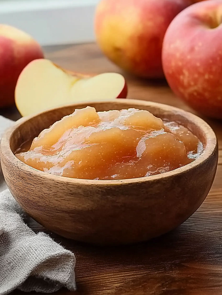 A wooden bowl filled with a fruit preserves.