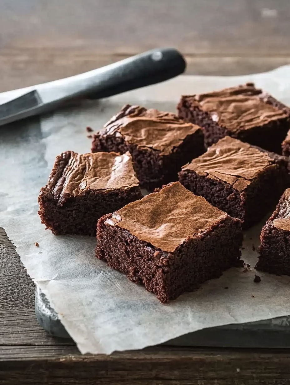 A tray of brownies on a table.