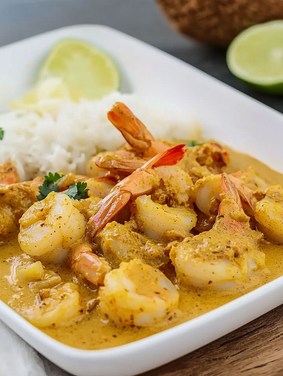 A white plate with shrimp and rice.