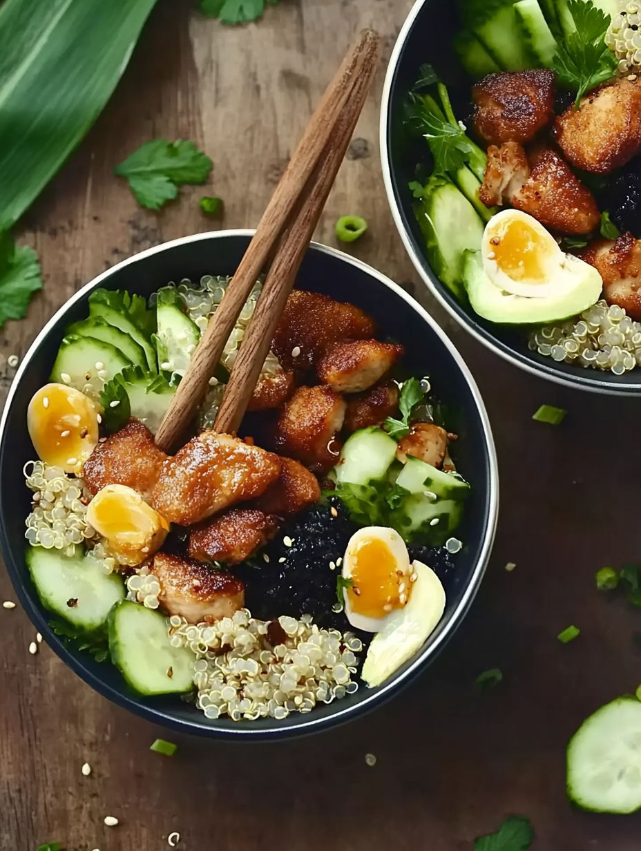 A bowl of food with chopsticks in it.