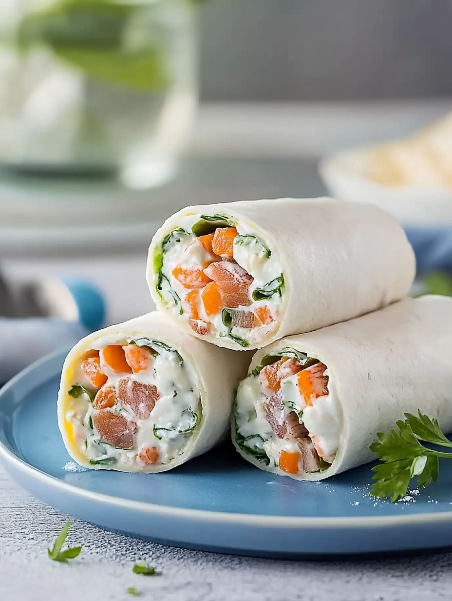 A plate with two wraps on it.