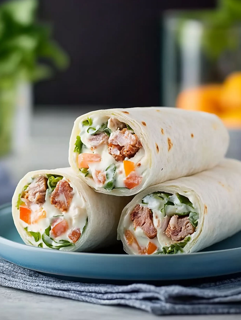 A plate with two wraps on it.