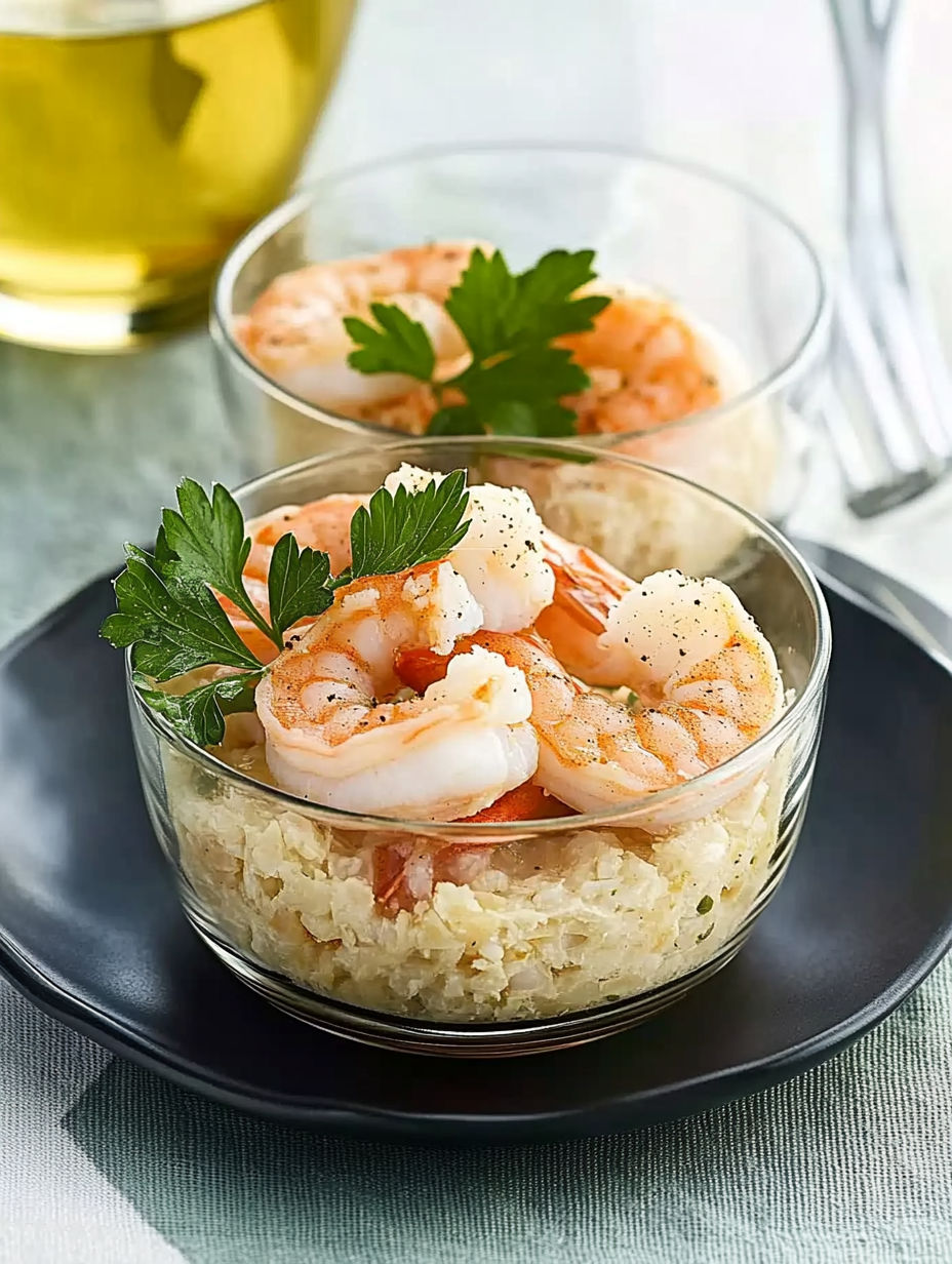 A bowl of shrimp and rice.