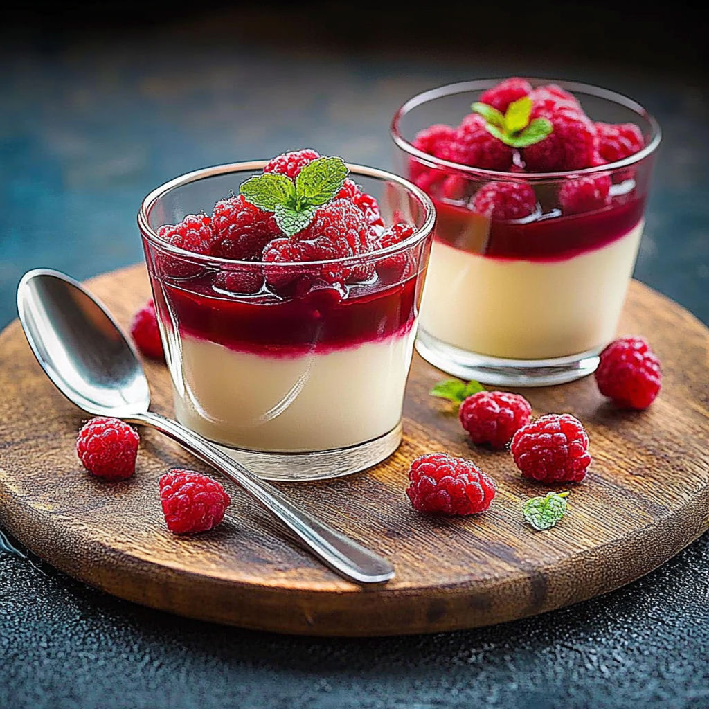 Two glasses of Panacotta de Saint-Valentin.