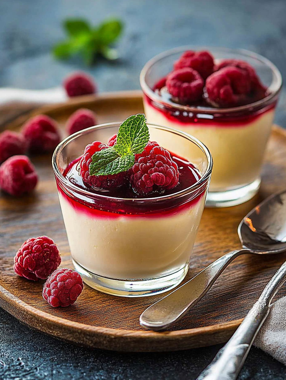 Two glasses of panacotta de Saint-Valentin.