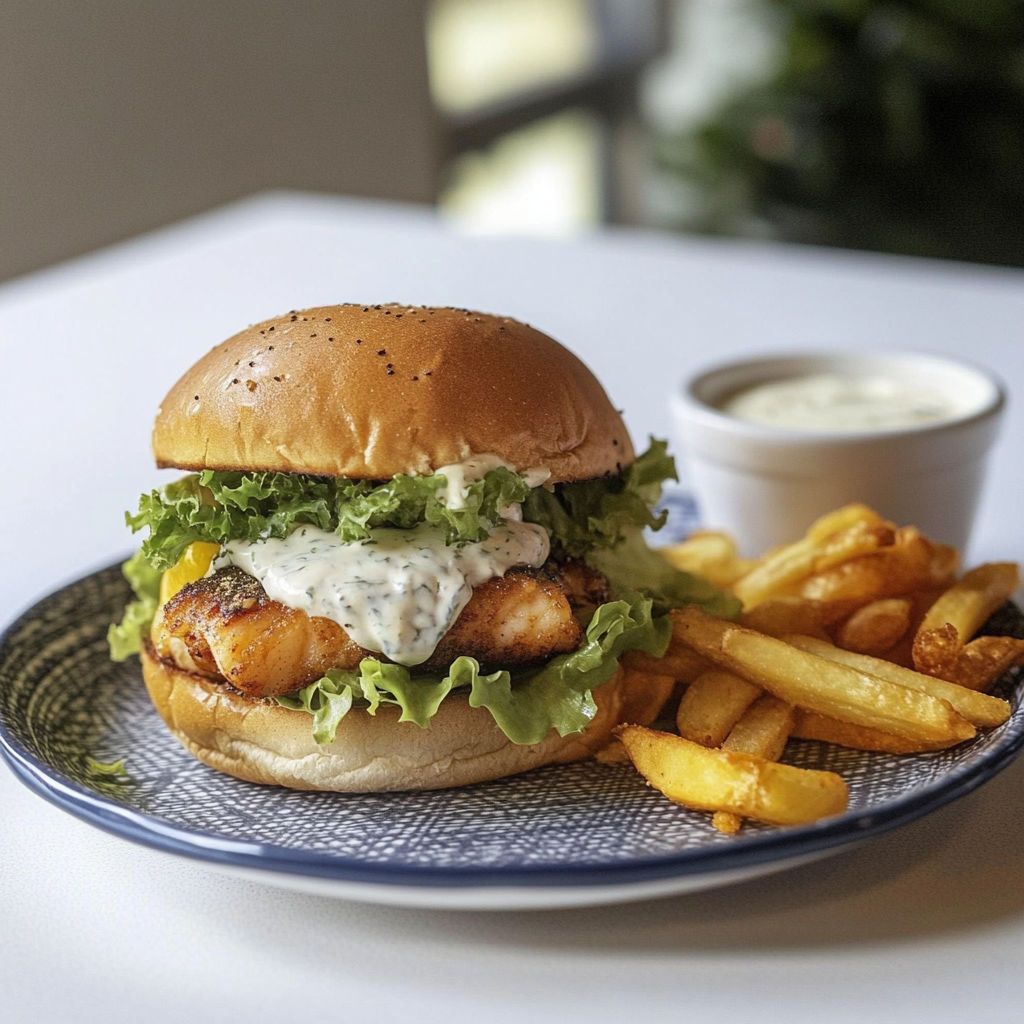 A Filet-O-Fish sandwich with lettuce and tartar sauce.