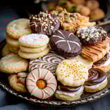 A plate of assorted cookies.