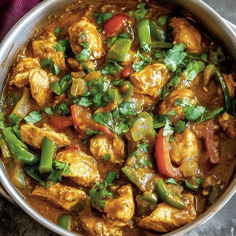 Une poêlée chaude de poulet assaisonné, légumes colorés et coriandre fraîche.
