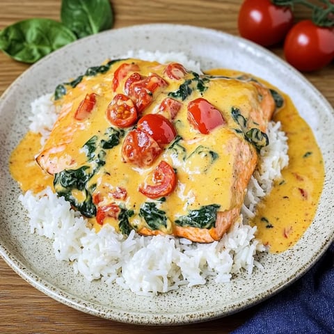 Saumon en sauce au parmesan avec riz coco