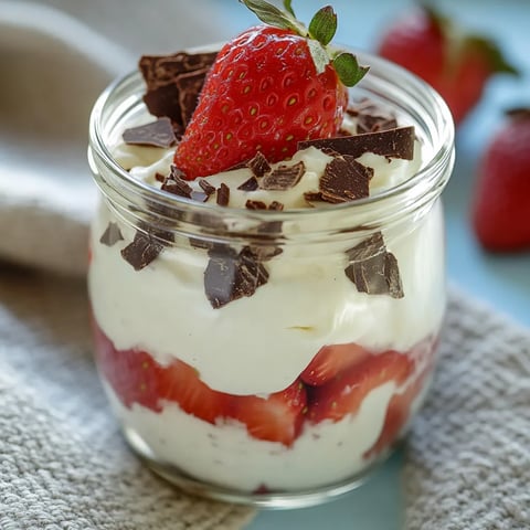 Crème au fromage frais avec fraises en verrine