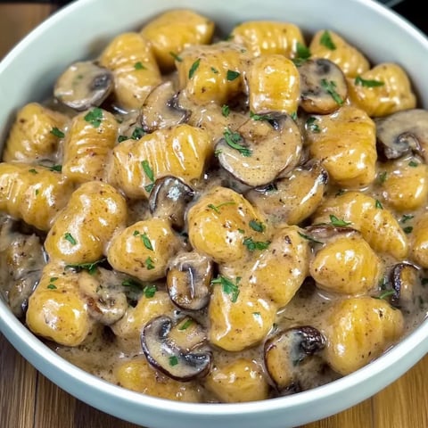 Gnocchis crémeux avec champignons et lard