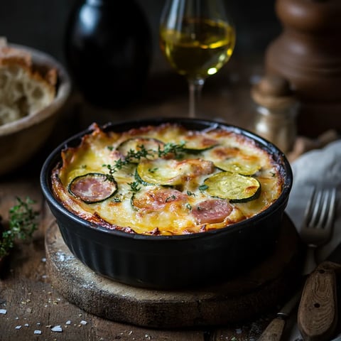 Gratin courgettes jambon riz savoureux maison