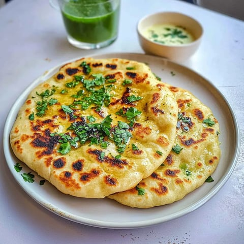 Pain Naan Garni : Halloumi et Herbes