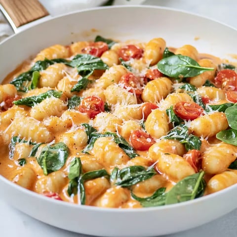 Gnocchis crémeux avec épinards et tomates