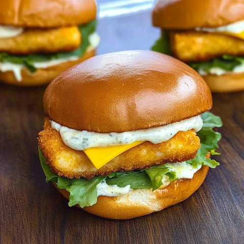 Délicieux burger poisson croustillant