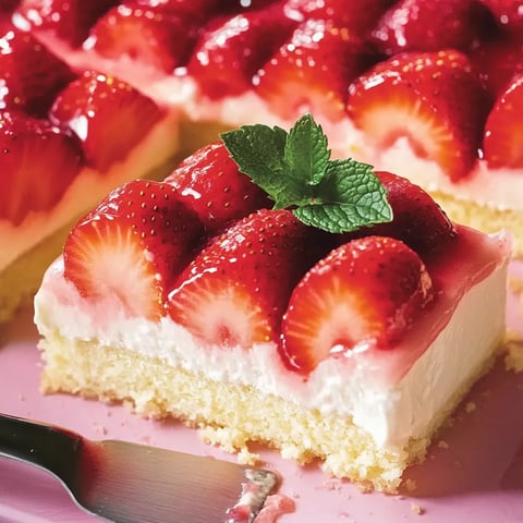 Gâteau moelleux aux fraises avec Schmand et pudding