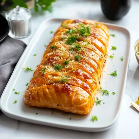 Feuilleté saumon poireaux doré et gourmand