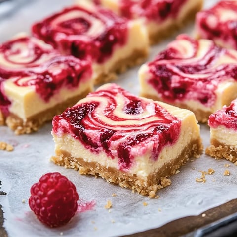 Carrés gourmands de cheesecake aux framboises