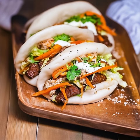Gua bao aux légumes et viande hachée