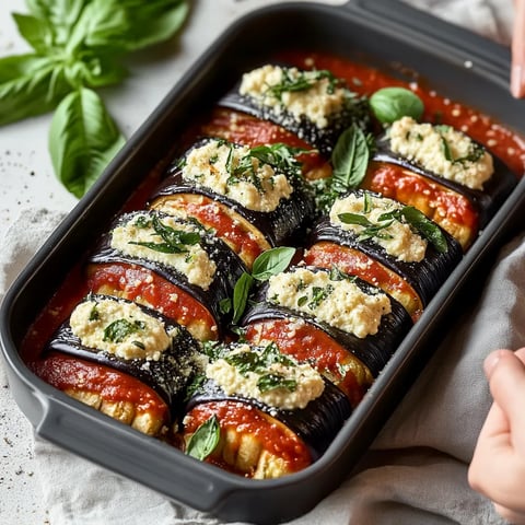 Aubergines roulées à la ricotta