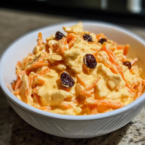 Une assiette garnie de carottes, raisins et noix mélangés.