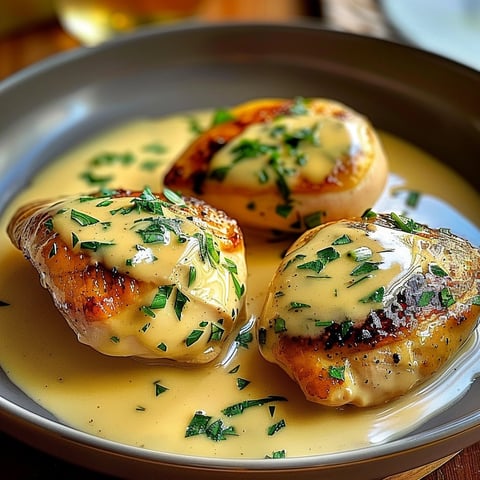 Poulet Crémé à la Moutarde de Dijon dans une Sauce à l’Ail et au Vin