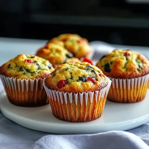 Quatre petits muffins verdâtres sur un plateau décoratif.