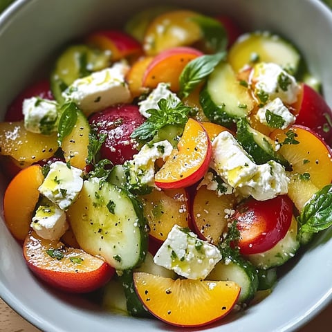 Salade de nectarine, concombre et feta