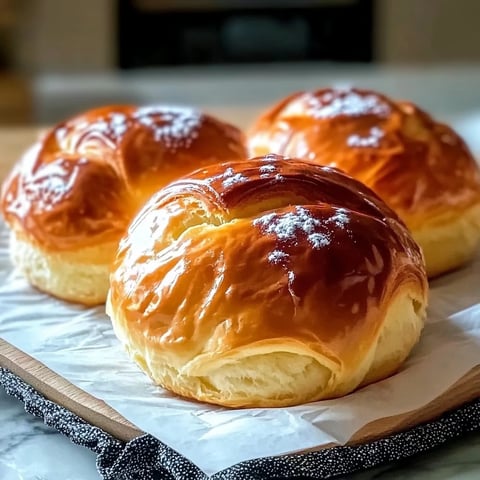 Trois briochettes au yaourt disposées sur une planchette en bois.
