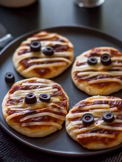 Pizza momie pour Halloween.