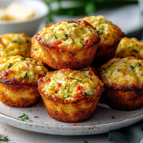 Assiette pleine de muffins salés tout doux avec courgettes et fromage.