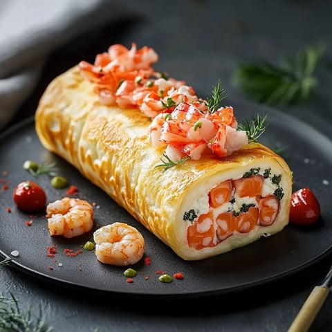 A delicious looking seafood dish with shrimp and scallops.