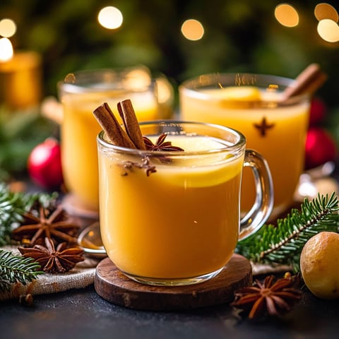 Three glasses of Jus de Pommes chaud aux Epices.