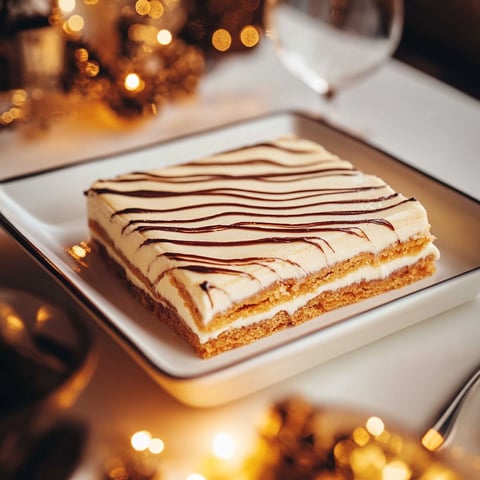 A slice of Millefeuille facile on a plate.