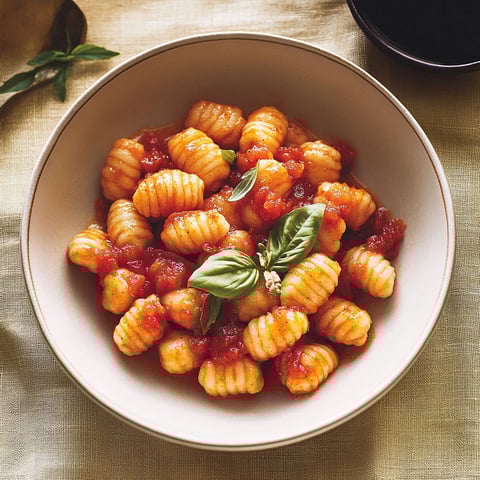A bowl of gnocchis de pommes de terre.