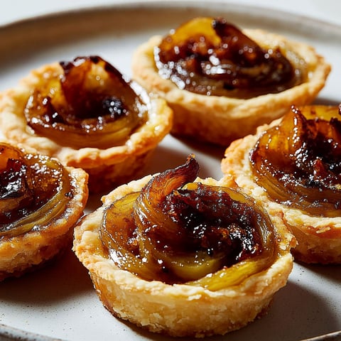 Mini tartelettes with onions and honey.