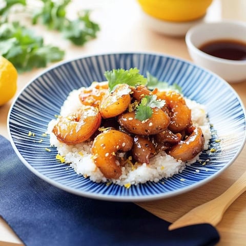 A plate of food with rice and shrimp.