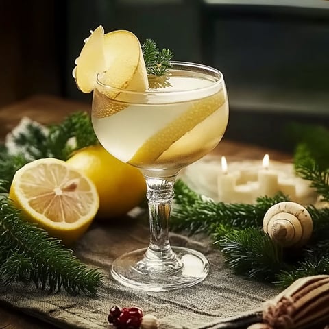 A glass of lemonade with a lemon wedge on the side.