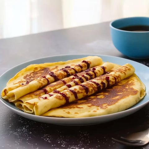 A plate of crêpes with no butter.