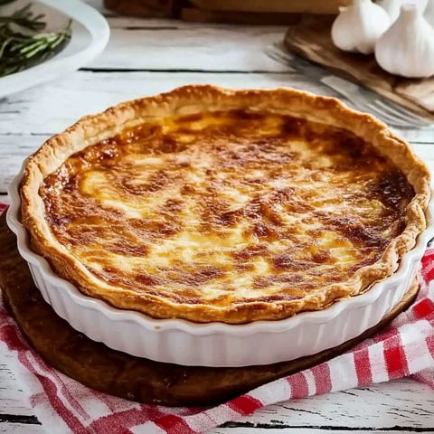 A quiche lorraine is on a plate.