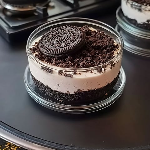 A small dessert with a cookie on top.