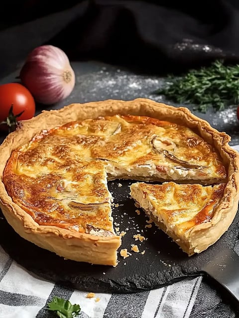 A slice of quiche au thon.