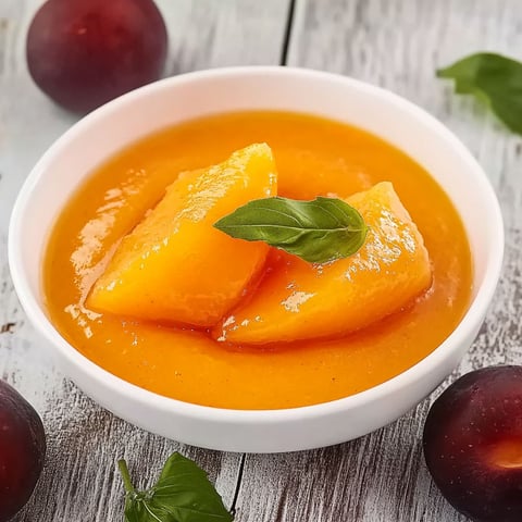 A bowl of peaches in syrup.