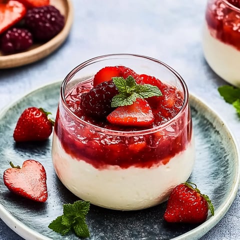 A glass of panacotta de Saint-Valentin.