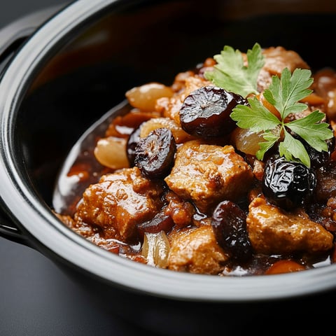 A bowl of food with a green leaf on top.